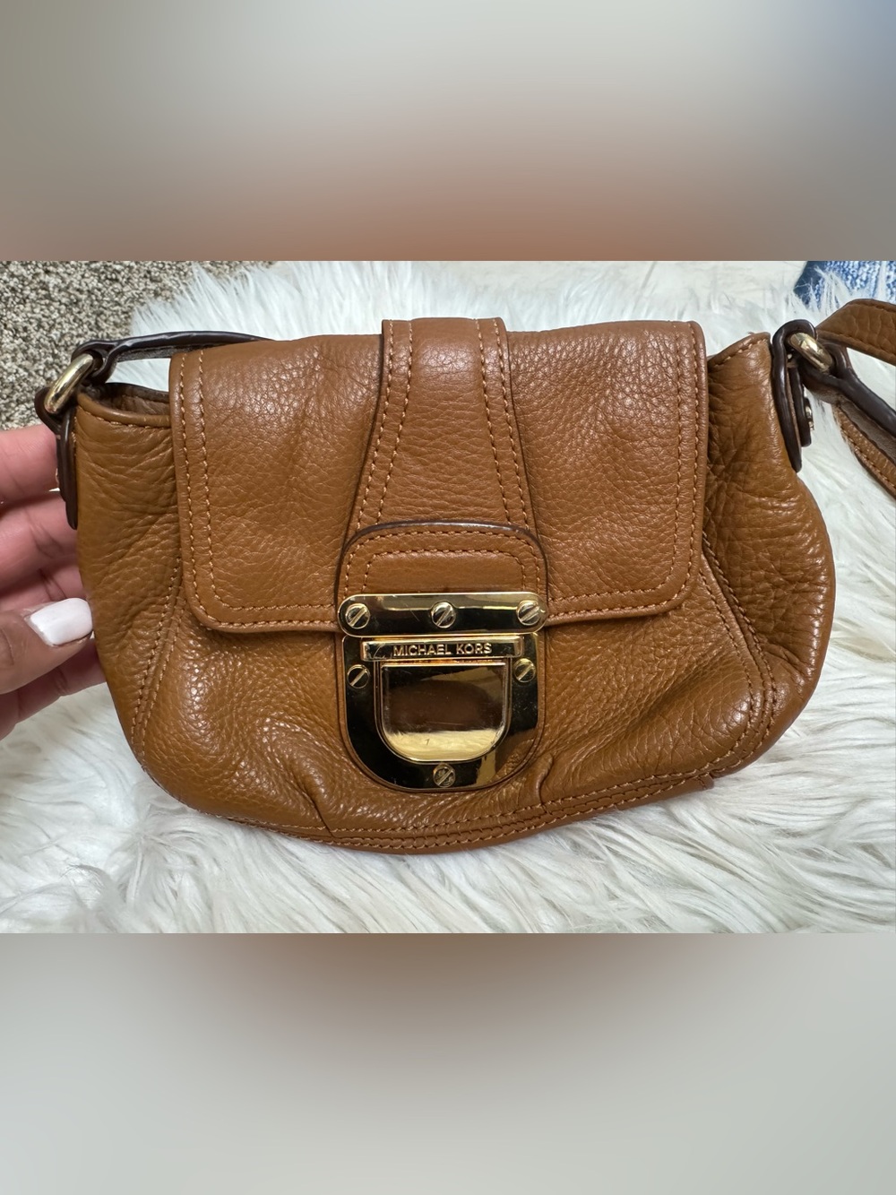 Michael Kors Leather Crossbody with Gold Hardware - Picture 2 of 7